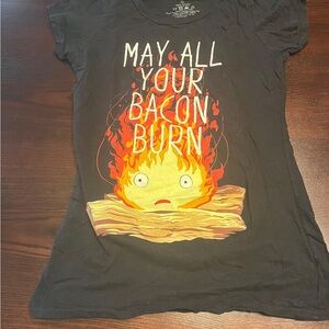 Her Universe Black and Red Short Sleeve Tee with Calcifer Graphic Design